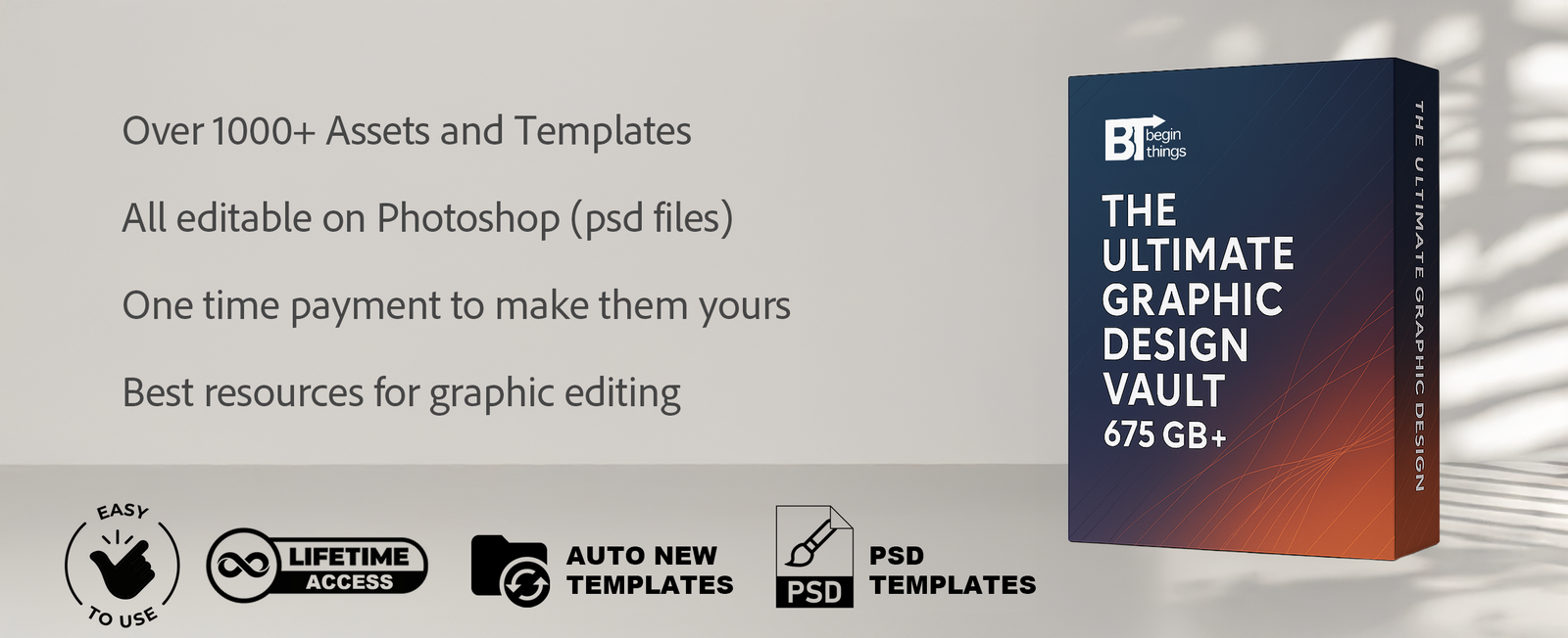 A showcase of the various graphic design assets included in the vault