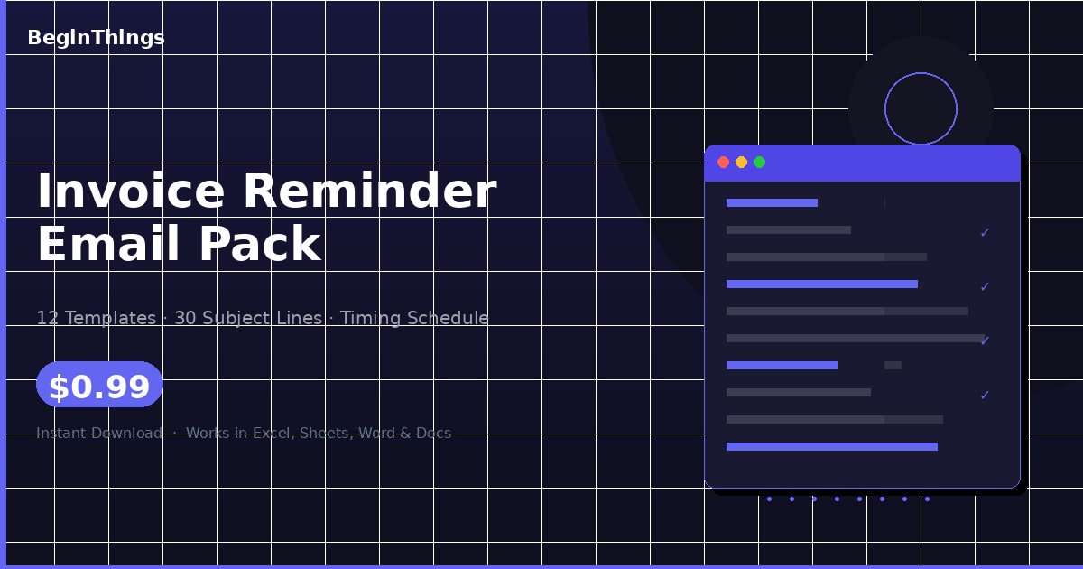 Invoice Reminder Email Pack: 12 Templates, 30 Subject Lines