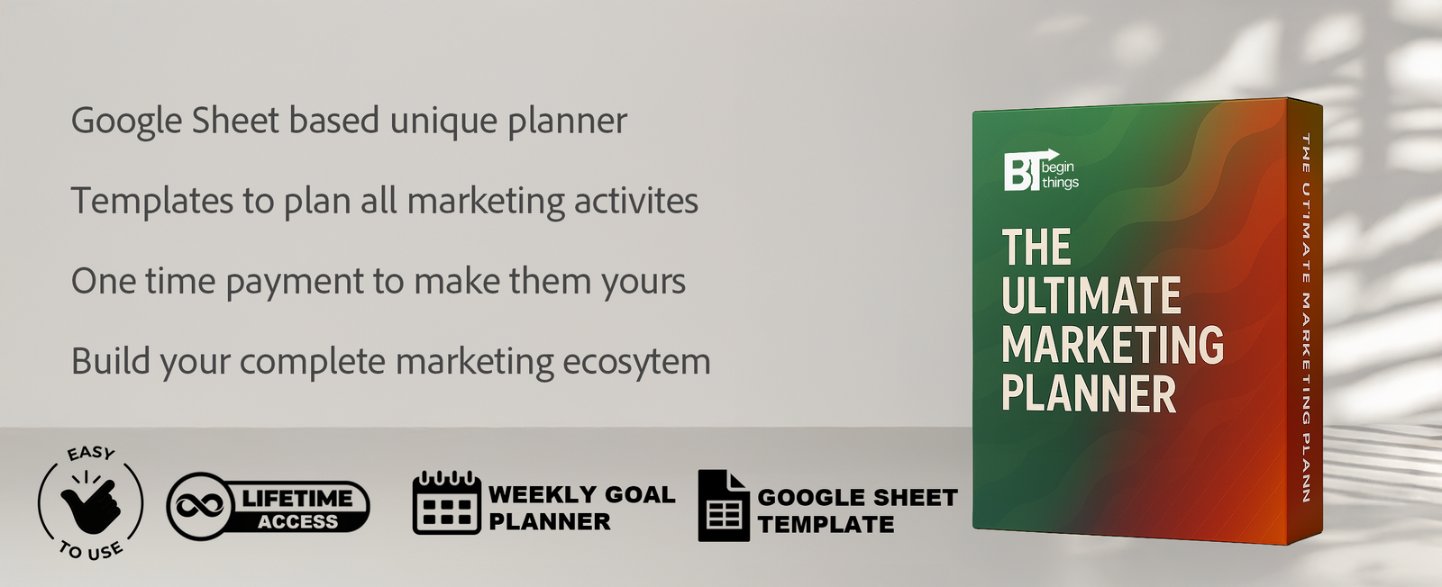 A showcase of the various marketing sheets included