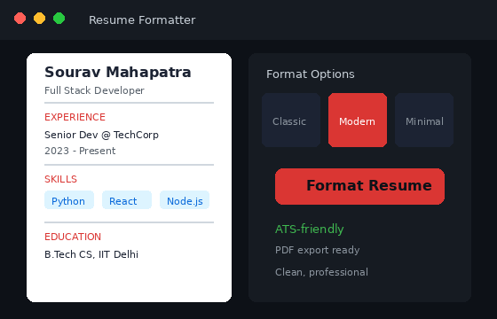 Resume formatter tool preview