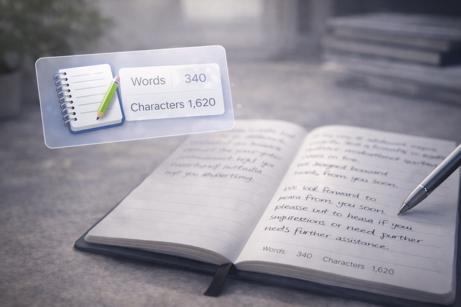 Writing on a notebook