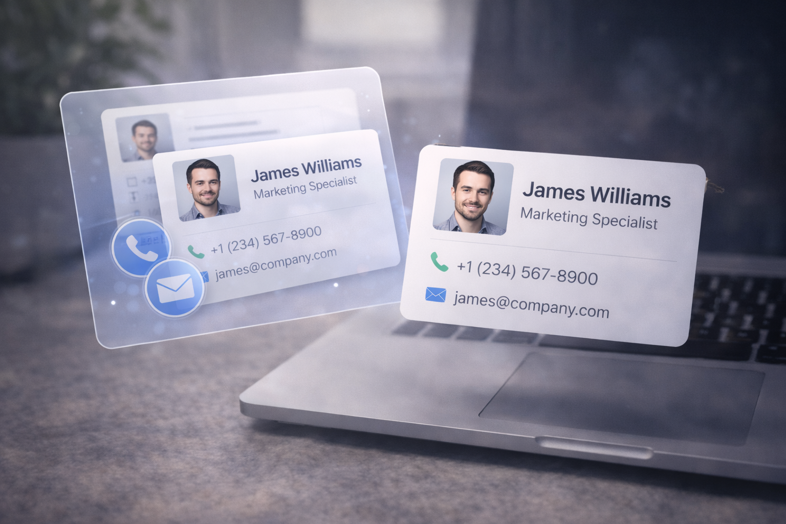 Digital business card preview